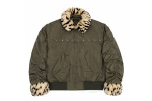 Vulcan Leopard Collar Bomber Jacket Khaki