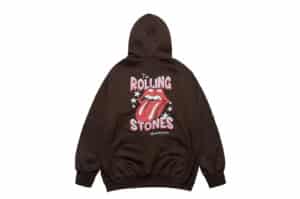 ADLV Rolling Stones Doodle Star Hoodie Zip Up Dark Brown