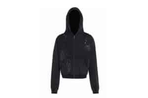 DND4DES Rhinestone Washed Distressed Hoodie Black