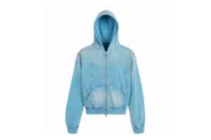 DND4DES Rhinestone Washed Distressed Hoodie Blue