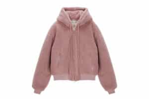Matin Kim Logo Point Fleece Hoody Jumper for Women Pink JP062