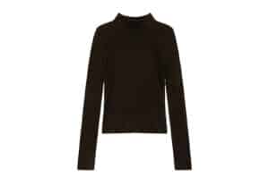 Matin Kim Rib Layered Half Neck Long Sleeve Top Brown TS077