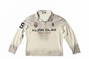KLICK CLAK 25SS Polo Club Distressed Print Vintage Wash L:S Polo Jersey White
