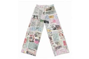 KLICK CLAK 3D Printed Vintage Receipt Graphic Loose Jeans White