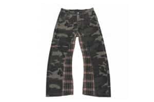 KLICK CLAK Washed Distressed Curved Seam Cargo Pants Camo