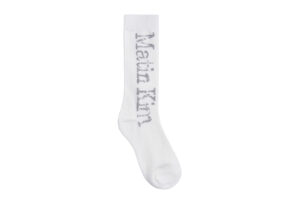 Matin Kim Cracked Logo Jacquard Socks White SS004