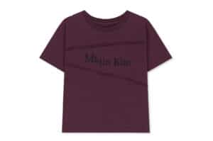 Matin Kim Diagonal Cut Logo Crop Top Purple TS061