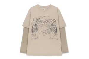 Matin Kim Graffiti Artwork Layered Top Beige TS056