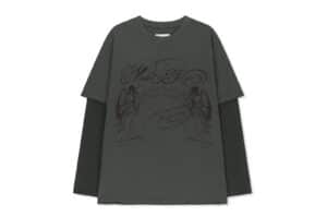 Matin Kim Graffiti Artwork Layered Top Charcoal TS056