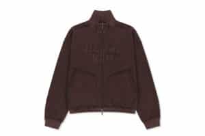 Matin Kim Mixed Waffle Applique Logo Zip Up Brown JP027
