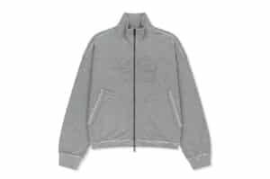 Matin Kim Mixed Waffle Applique Logo Zip Up Grey JP027