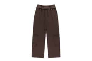 Matin Kim Mixed Waffle Foldover Waist Jersey Pants Brown PT027