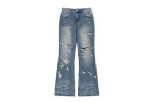 Matin Kim Slub Damage Bootcut Denim Pants Blue DN026
