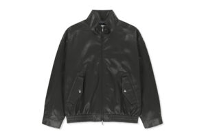 Matin Kim Small Logo Faux Leather High Neck Jumper Dark Brown JP314