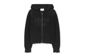 Matin Kim Waffle Texture Hoody Knit Zip Up Charcoal CD320