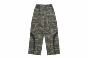 REGEN ZONE 26SS Paneled Rivet Detail Washed Cargo Pants Camo