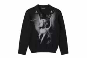 REGEN ZONE 26SS Pegasus Totem Knit Polo Long Sleeve Tee Black