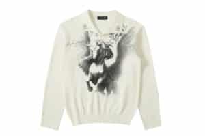 REGEN ZONE 26SS Pegasus Totem Knit Polo Long Sleeve Tee Cream