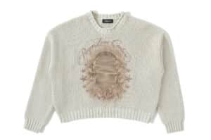 REGEN ZONE 26SS Star Encircled Mural Knit Sweater White