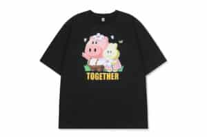 Wondervisitor Pig Rabbit Tee Black