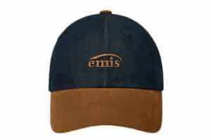 Emis Small Logo Suede Brim Ball Cap Blue Denim
