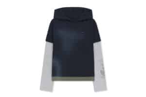 Matin Kim Dust Washed Layered Hood Top Navy TS070