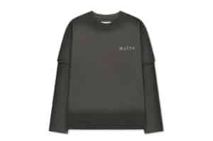 Matin Kim Dust Washed Logo Layered Top Charcoal TS370