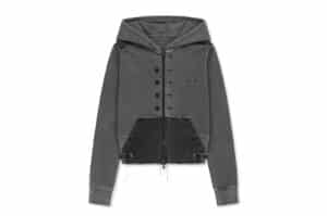 Matin Kim Faded Washed Hoody Zip Up Charcoal JP035