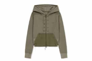 Matin Kim Faded Washed Hoody Zip Up Khaki JP035