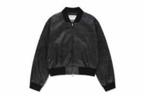 Matin Kim Faux Leather Rib Collar Blouson for Women Black JP021
