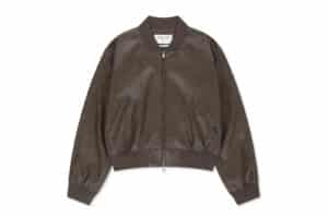 Matin Kim Faux Leather Rib Collar Blouson for Women Brown JP021
