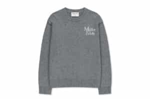 Matin Kim Grid Logo Cashmere Blended Knit Pullover Grey PO340