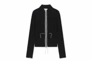 Matin Kim Hand Stitch Slim Fit Knit Zip Up Black CD040