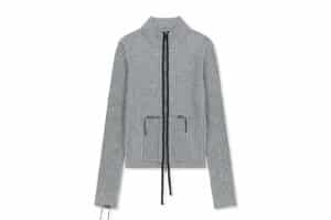 Matin Kim Hand Stitch Slim Fit Knit Zip Up Grey CD040