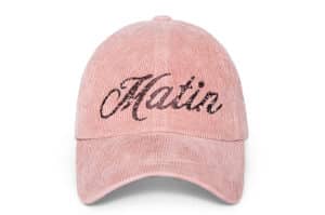 Matin Kim Matin Cracked Script Corduroy Ball Cap Pink HT016