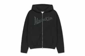 Matin Kim Matin Logo Waffle Hoody Zip Up Charcoal JP333