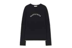 Matin Kim Matin Sleeve Graphic Sheer Knit Pullover Black PO038