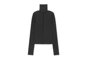 Matin Kim Raw Cut High Neck Top Charcoal TS071