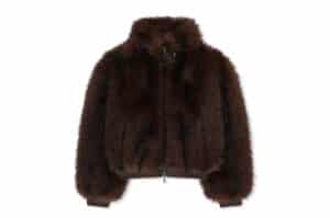 Matin Kim Tab Detail Fur Jumper Brown FU004
