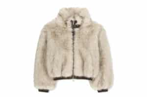 Matin Kim Tab Detail Fur Jumper Ivory FU004