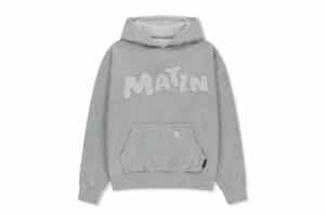 Matin Kim Waffle Applique Logo Hood Top Grey TS373
