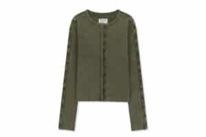 Matin Kim Washed Rib Button Detail Top Khaki TS067