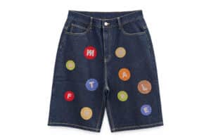 Mental Free Letter Badge Crop Jeans Blue