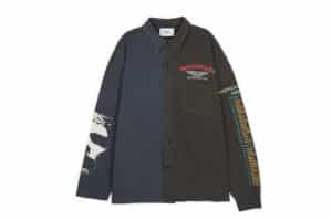 Protocol Index Paneled Jersey Button Up Shirt Black