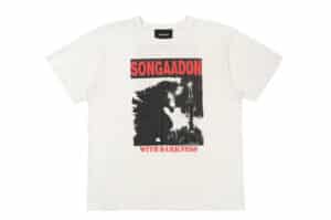 SONGAADON Godzilla Printed New Vintage Tee White